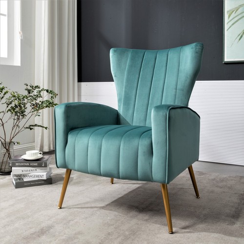 Velvet accent chair with - velvet, metal